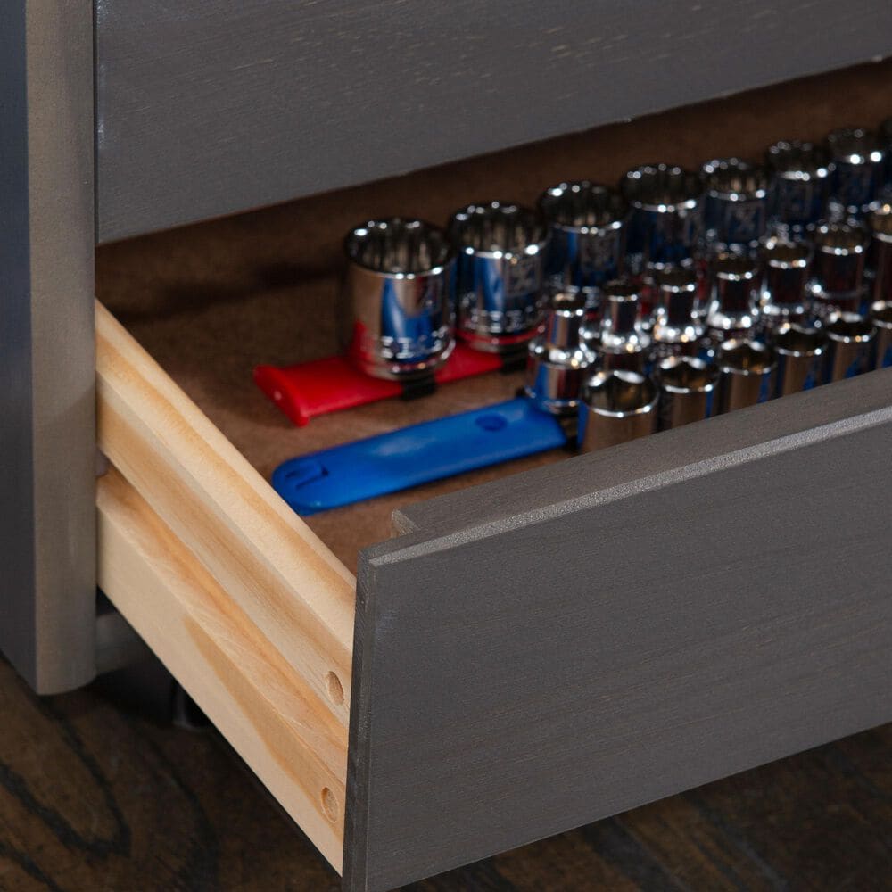 Linon Home Decor Cary 6-Drawer Wide Rolling Cart in Grey, , large