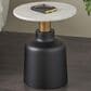 Maple and Jade Pedestal End Table with Faux Marble Top in Matte Black, White and Gold, , large