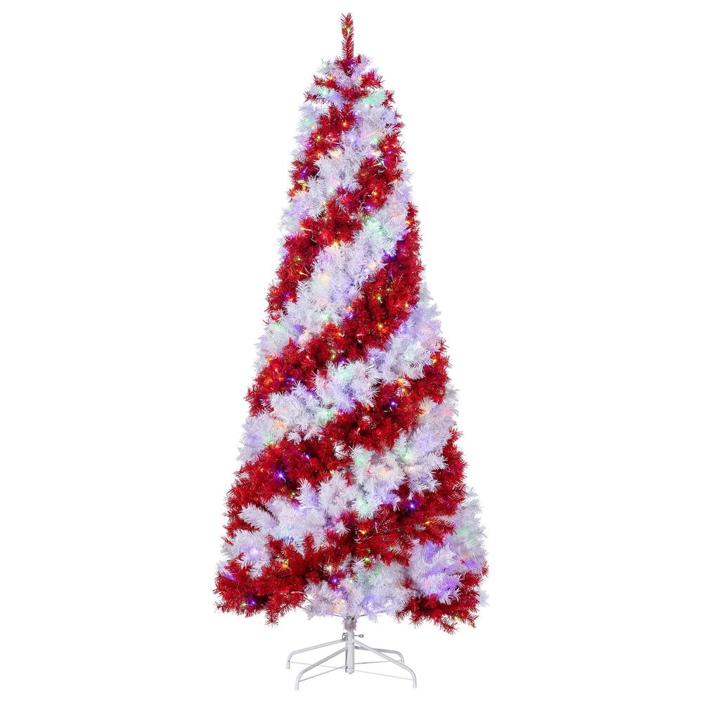 The Gerson Company 7.5" Candy Cane Swirl Pine Tree in Red and White, , large