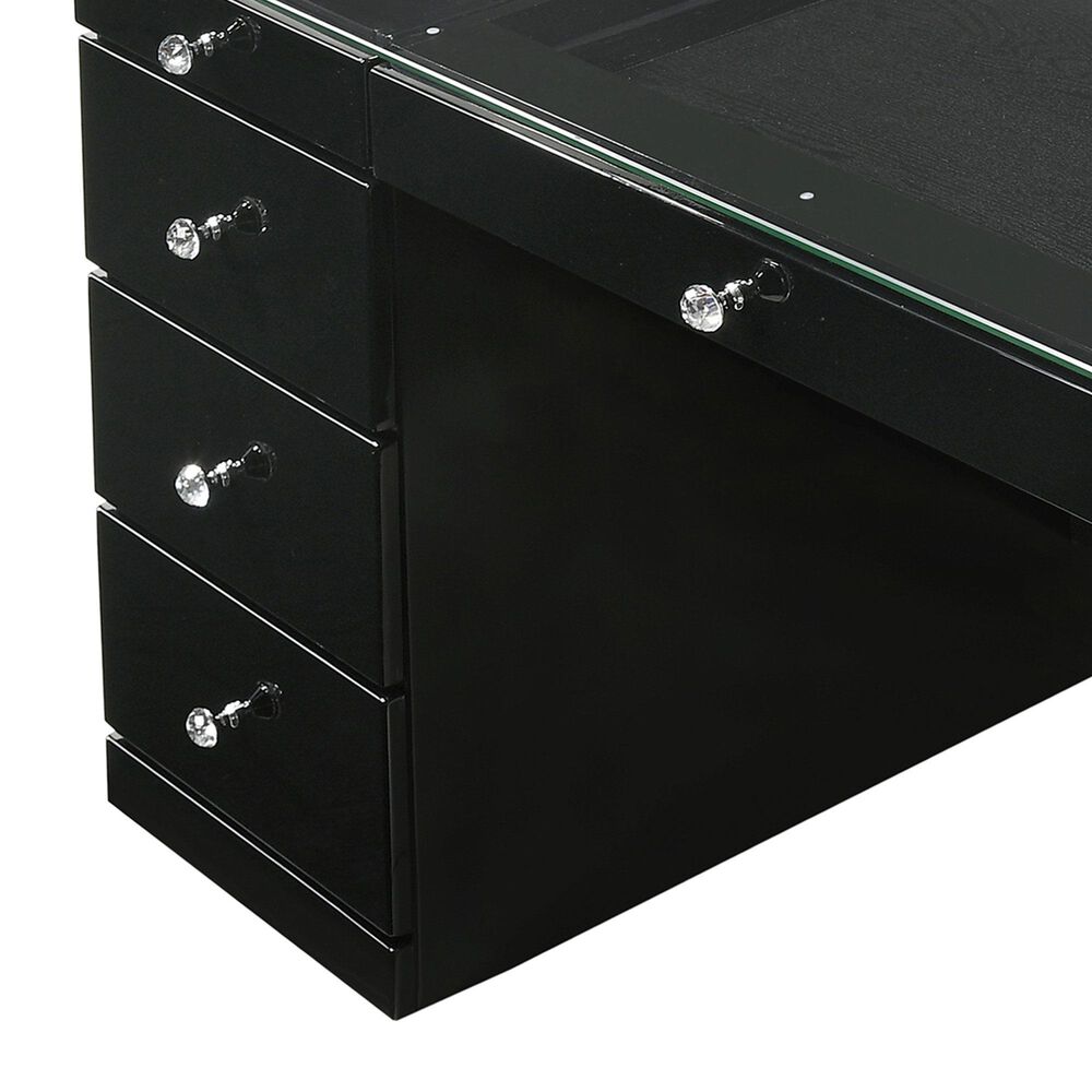 Crown Mark Avery, Luxo and Morgan Vanity with Mirror and Stool in Black, , large