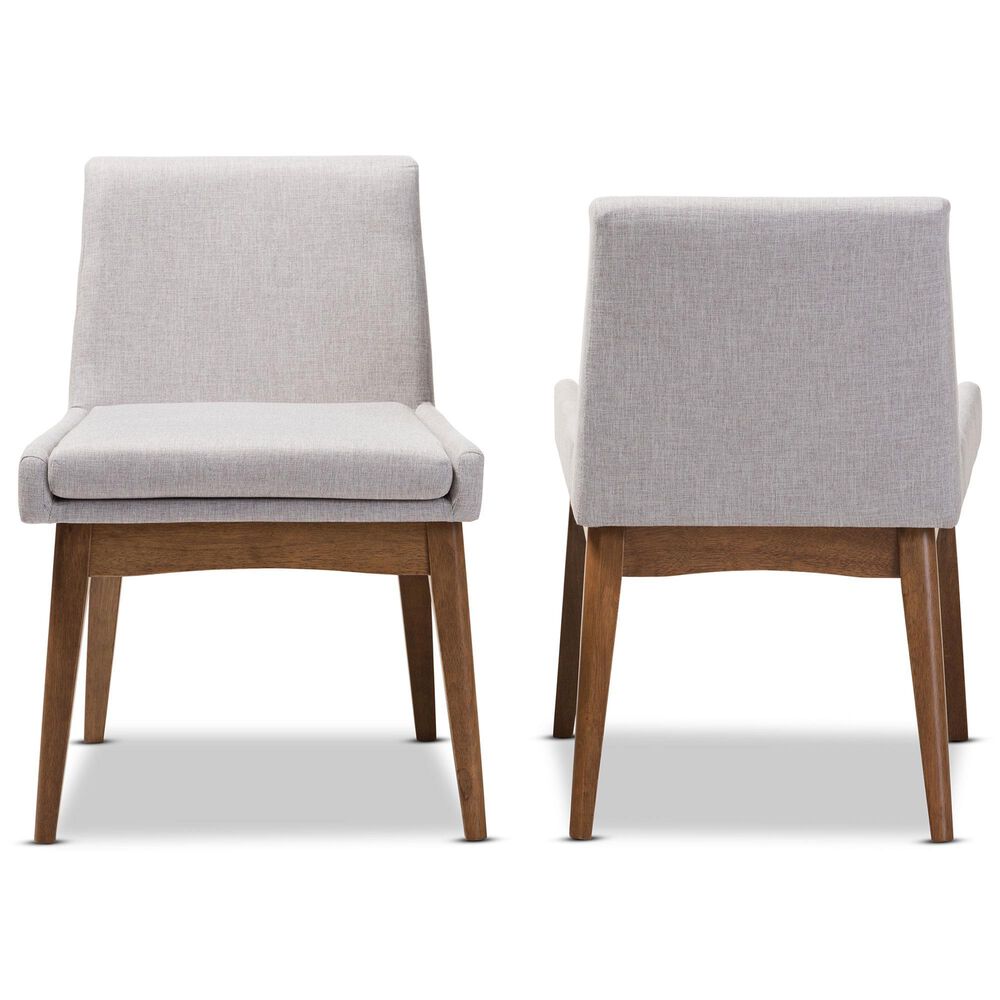 Baxton Studio Nexus Side Chair with Greyish Beige Cushion in Walnut Brown (Set of 2), , large