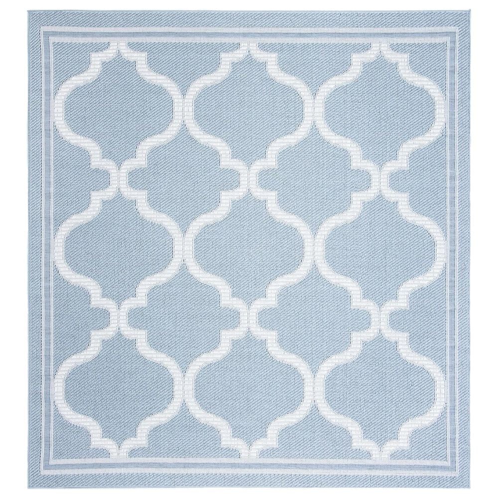 Safavieh Bermuda BMU810M 6"7" Square Light Blue and Ivory Indoor/Outdoor Area Performance Rug, , large