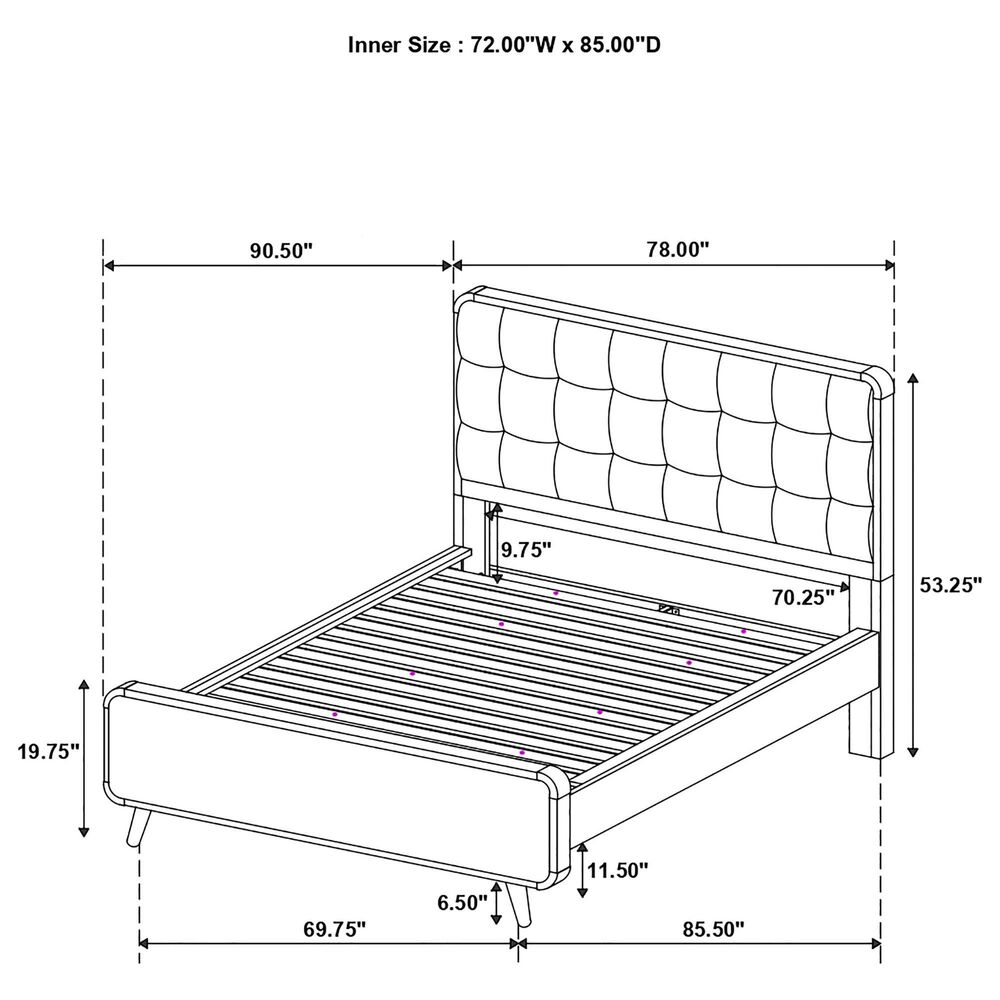 Pacific Landing Robyn California King Upholstered Platform Bed in Cool Biege and Light Ash, , large