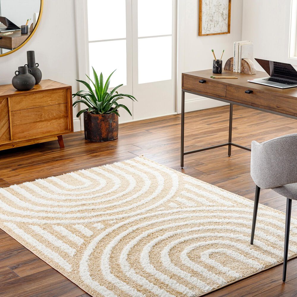 Surya Rodos RDO2331 5&#39;3&quot; x 7&#39; Mustard, White, Peach Area Rug, , large