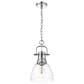 Golden Lighting Duncan 1-Light Small Pendant with Chain and Clear Shade in Chrome, , large