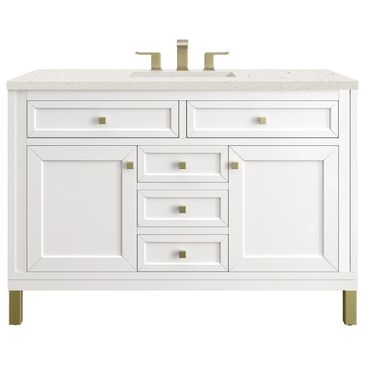 James Martin Vanities Chicago 48" Single Bathroom Vanity in Glossy White with 3 cm Lime Delight Quartz Top and Rectangular Sink, , large