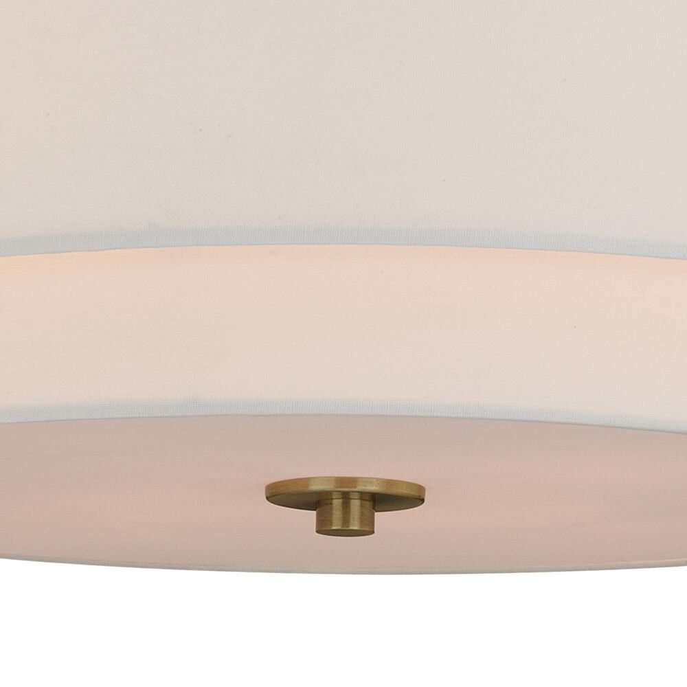 Vaxcel Burnaby 4-Light Semi-Flush Mount with White Linen Shade in Matte Brass, , large