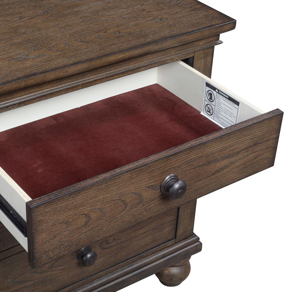 Riva Ridge Oxford California King Panel Storage Bed with Two Nightstands in Cocoa with AC Outlets and USB Ports, , large