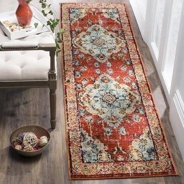 Safavieh Monaco MNC243H-26 2"2" x 6" Orange/Light Blue Runner, , large