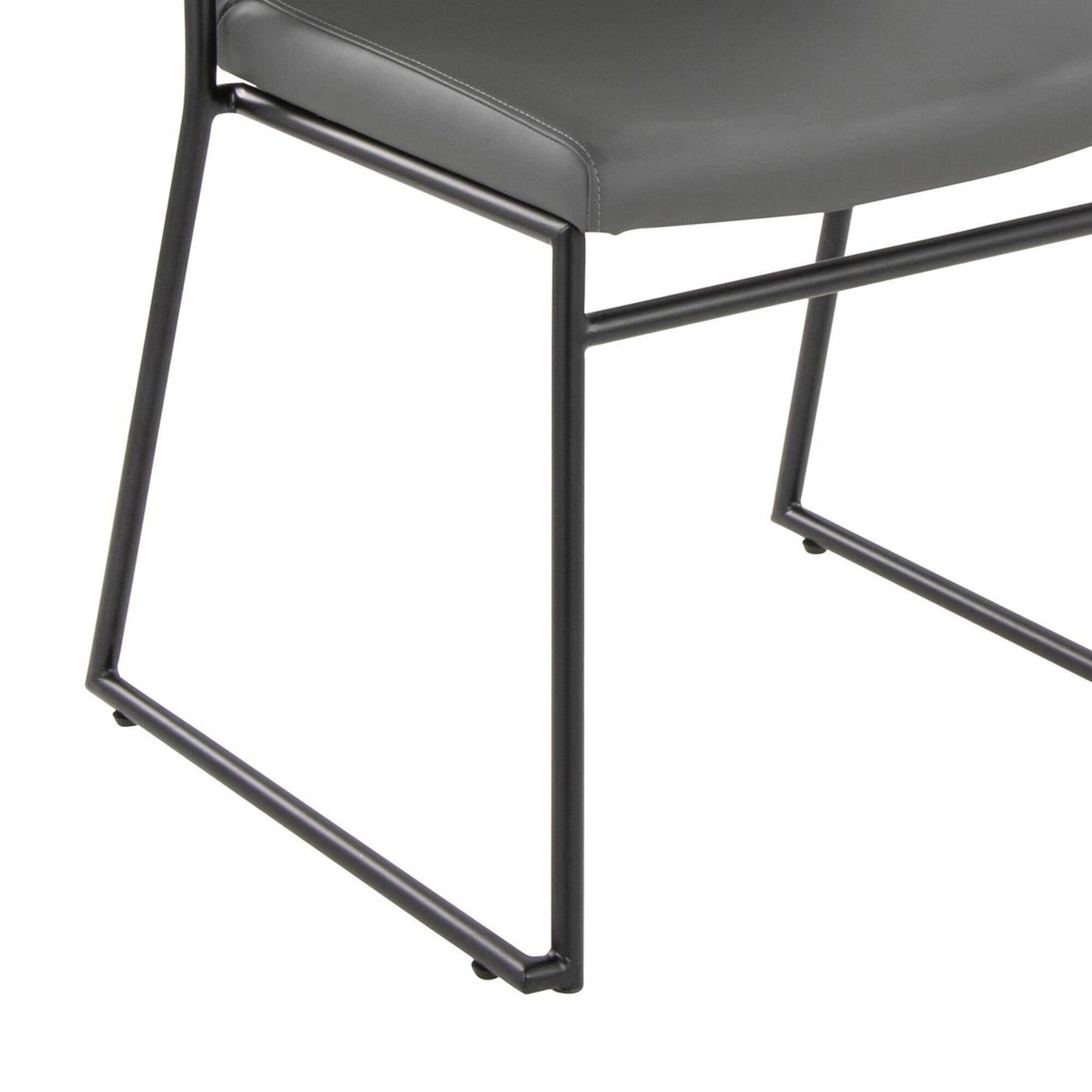 LumiSource Dutchess Side Chair with Grey Faux Leather Cushion in