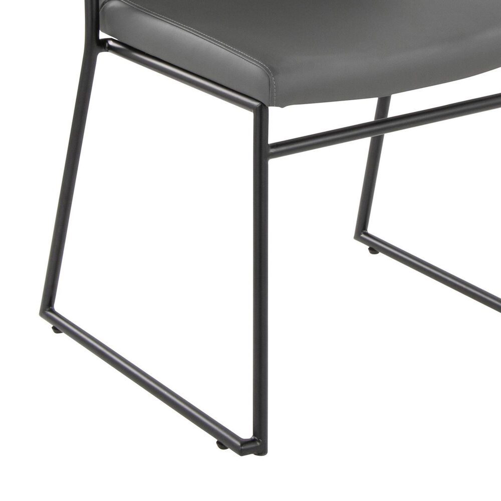 LumiSource Dutchess Side Chair with Grey Faux Leather Cushion in Black (Set of 2), , large
