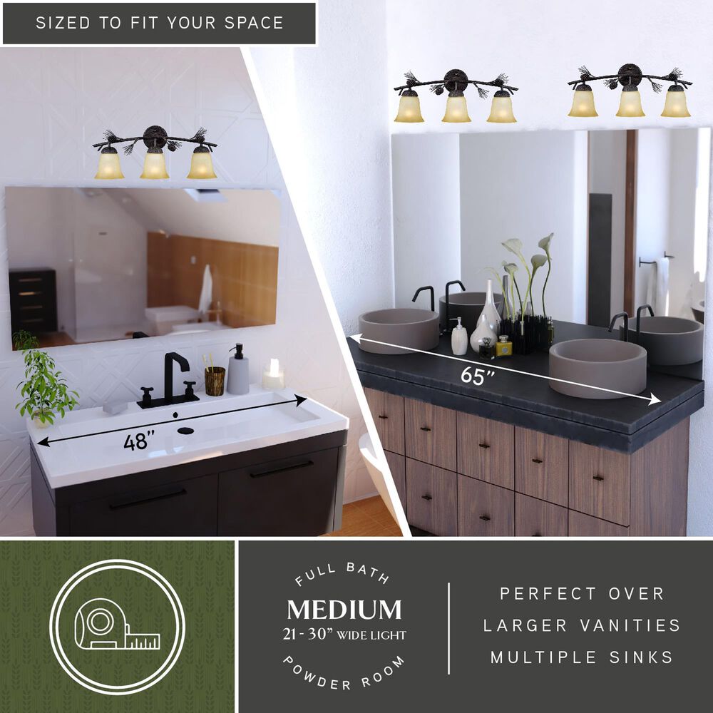 Vaxcel Sierra 3-Light Bathroom Vanity in Black Walnut, , large