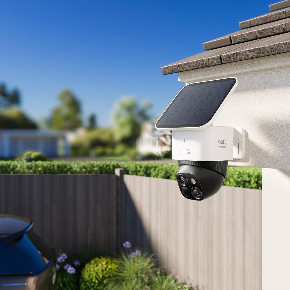 eufy SoloCam S340 Wireless Outdoor Security Camera with Dual Lens and Solar Panel in White, , large