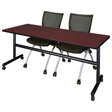 Regency Global Sourcing Kobe 3-Piece Mobile Training Table Set in Mahogany/ Black, , large