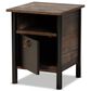 Baxton Studio Vaughan 1-Door Nightstand in Dark Brown, Rustic Brown and Black, , large