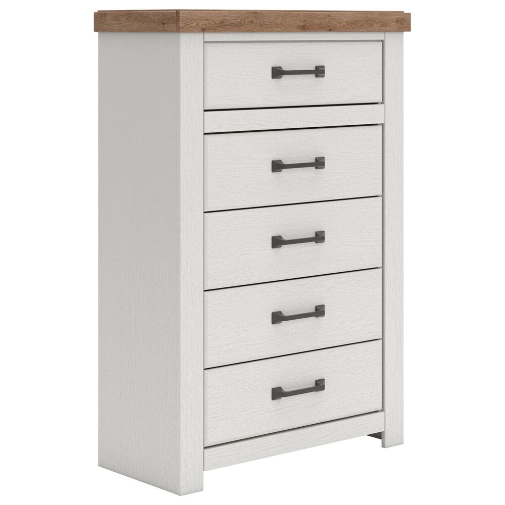 Ashley Savonport 5 Piece Full Storage Bedroom Set in White and Brown, , large
