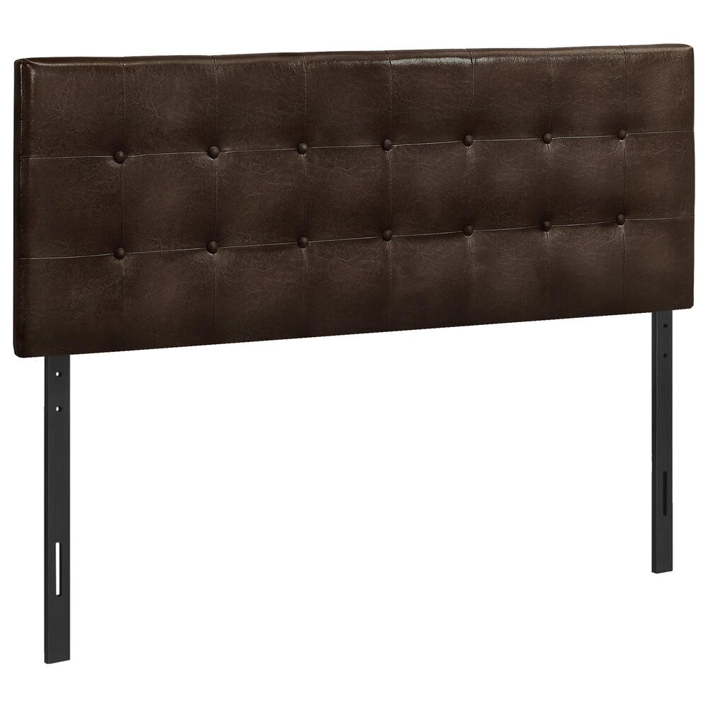 Monarch Specialties Queen Button Tufted Headboard in Brown, , large