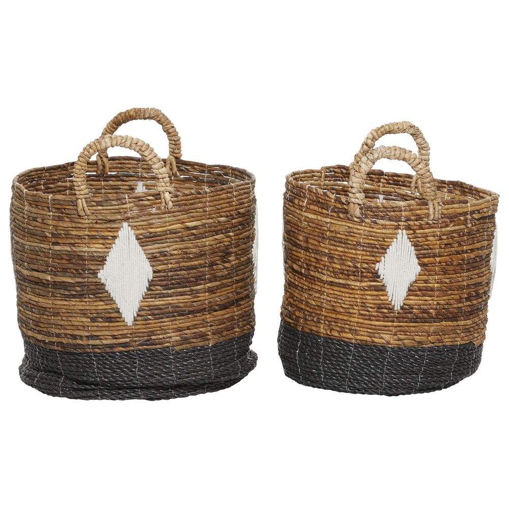Maple and Jade Contemporary Storage Basket in Caramel Brown and Black &#40;Set of 2&#41;, , large