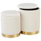 Lumisource Marla 2-Piece Nesting Pleated Ottoman Set in Cream, , large