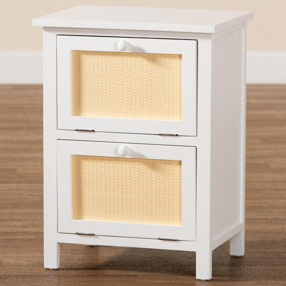 Baxton Studio Sariah 2-Door End Table in White and Beige, , large