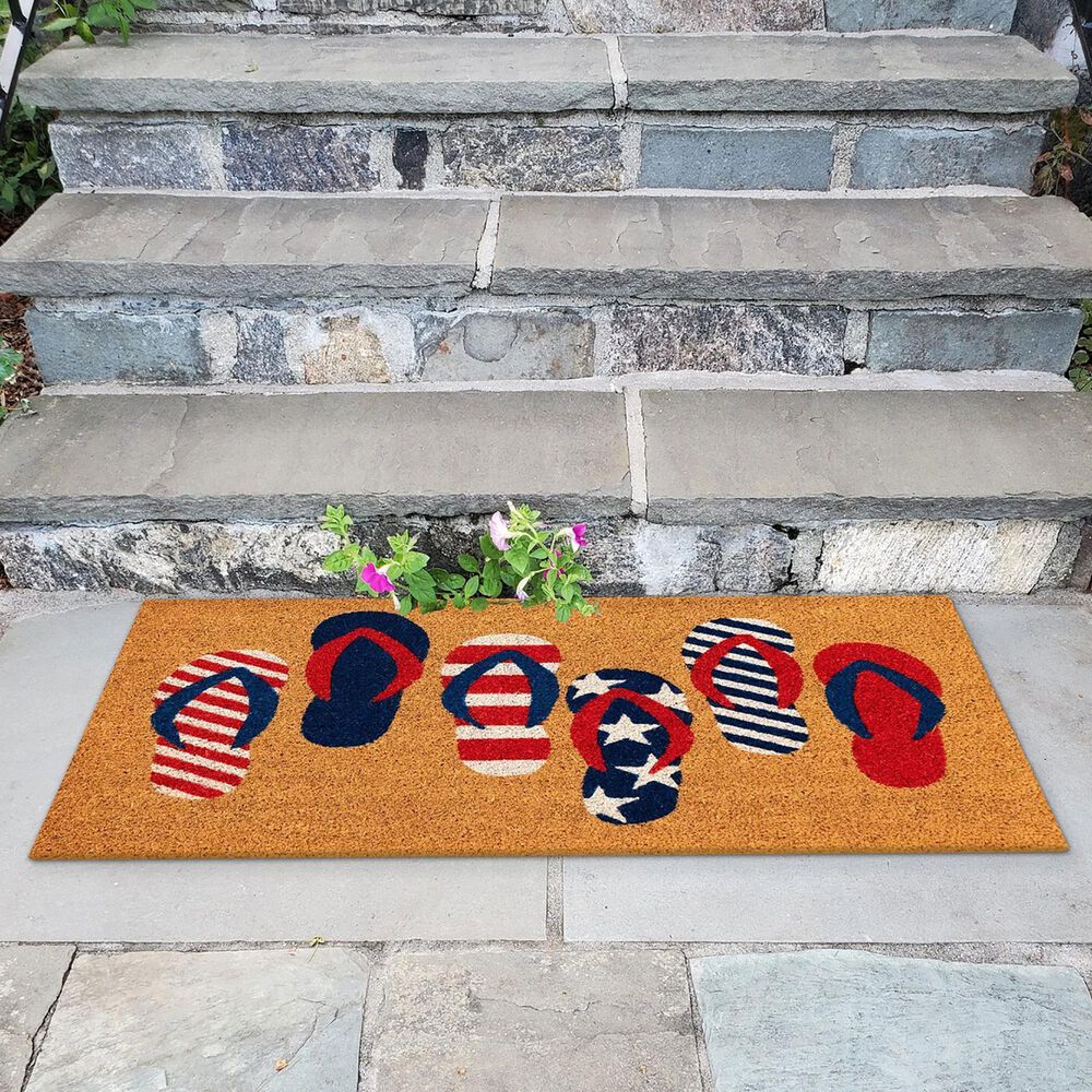 Trans-Ocean Import Natura Freedom Flops 2&#39; x 3&#39; Natural Indoor/Outdoor Door Mat, , large
