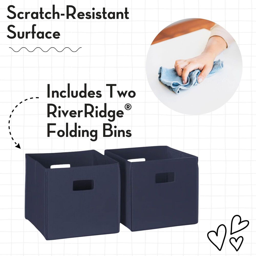 RiverRidge Home Kids Activity Table with 4 Cups and 2-Piece Navy Bins in White Painted, , large