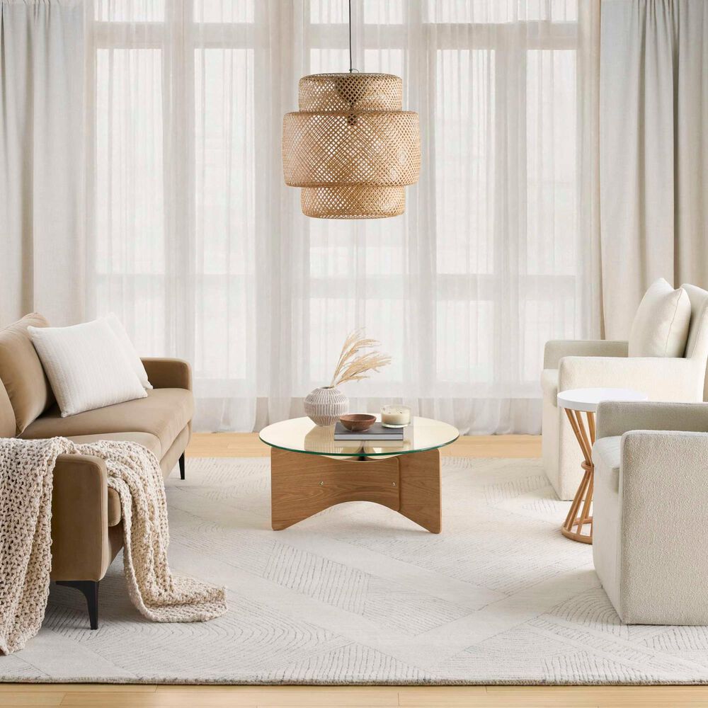 Nourison Pure Patterns Ivory and Grey 7&#39;9&quot; x 9&#39;9&quot; Area Rug, , large