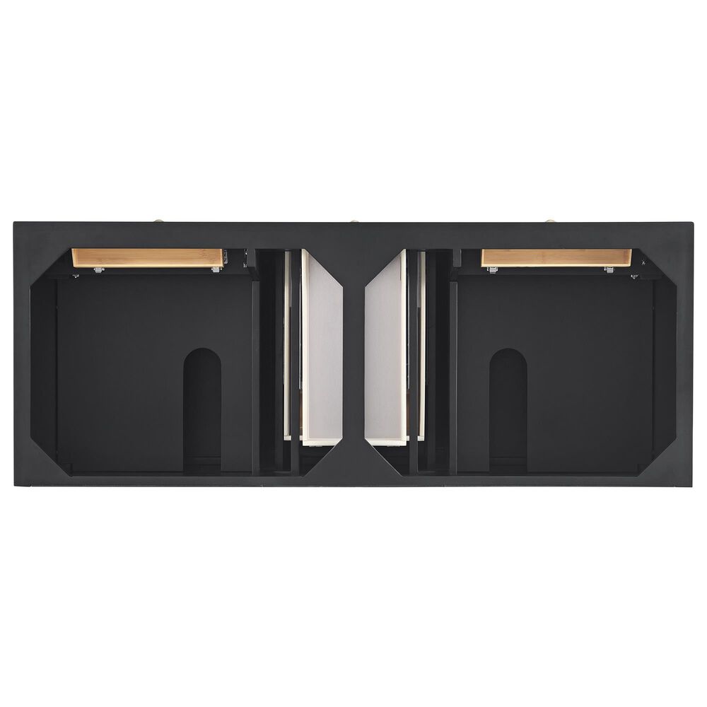 James Martin Vanities Lorelai 60&quot; Double Vanity in Black Onyx with 3 cm Carrara White Marble Top, , large