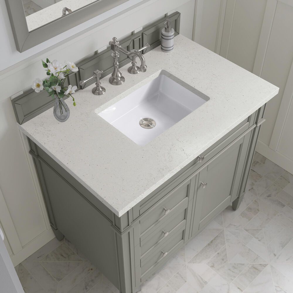 James Martin Vanities Brittany 36&quot; Single Bathroom Vanity in Urban Gray with 3 cm Lime Delight Quartz Top and Rectangular Sink, , large