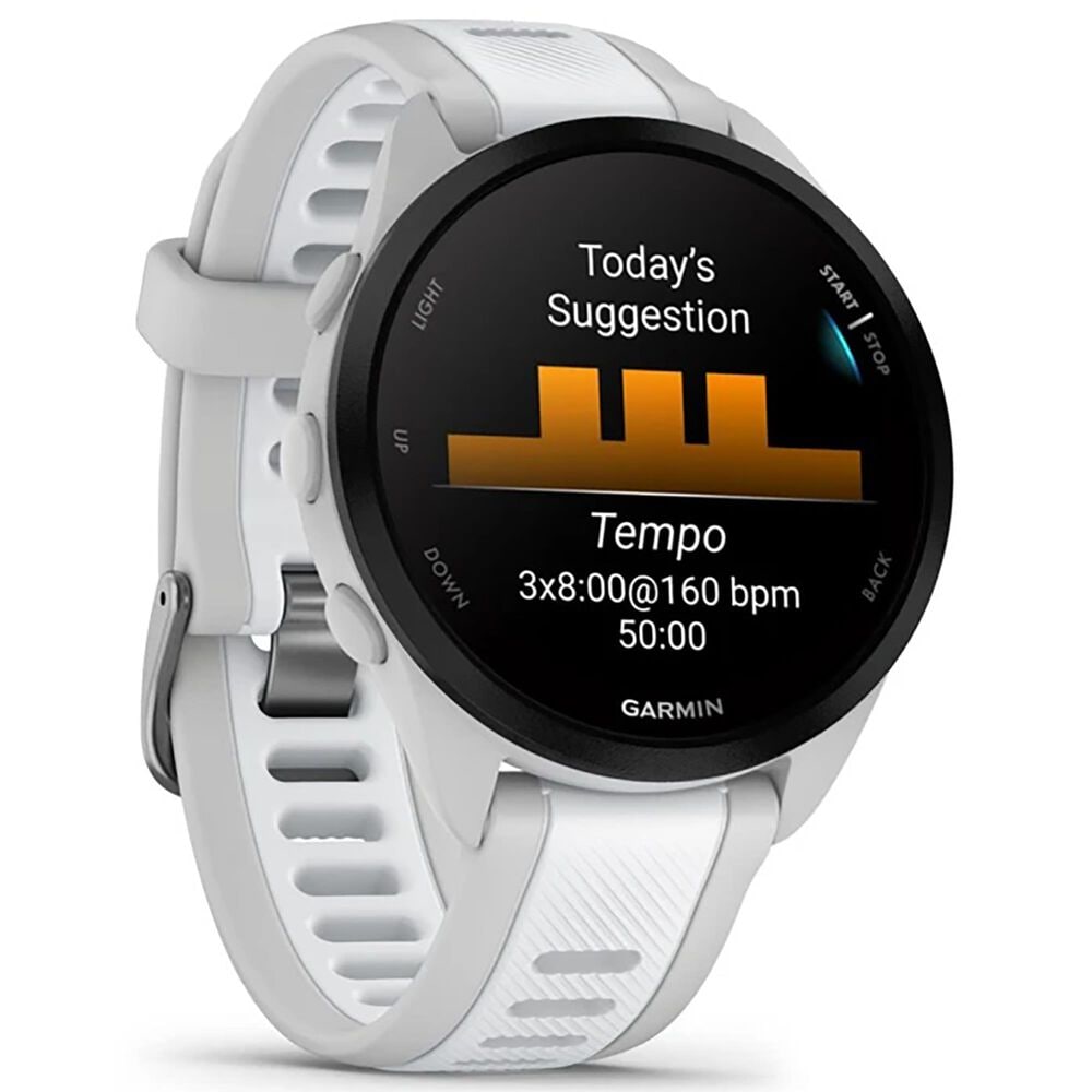 Garmin Forerunner 165 Smartwatch 30.4mm in Mist Gray and Whitestone, , large
