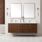 James Martin Vanities Amberly 72" Double Bathroom Vanity in Mid-Century Walnut with Single Hole 3 cm White Zeus Quartz Top and Rectangular Sinks, , large