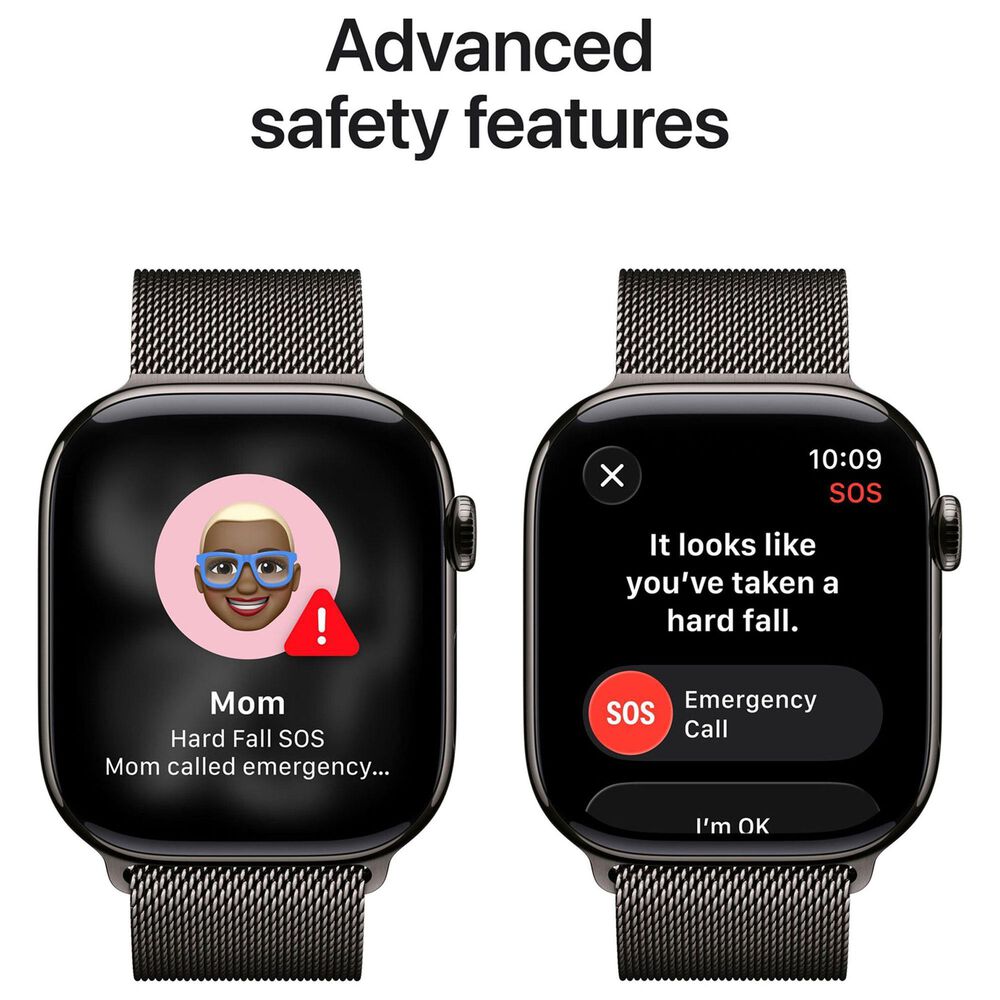 Apple Watch Series 11 (GPS+Cellular) 46mm Titanium Case with Milanese Loop - S/M in Slate and 2-Year AppleCare+, , large