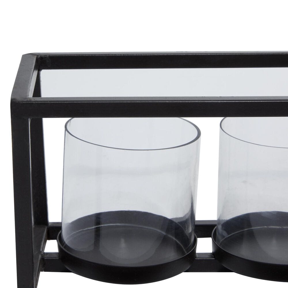 Maple and Jade 5-Glass Sleeve Decorative Candelabra in Matte Black and Clear, , large