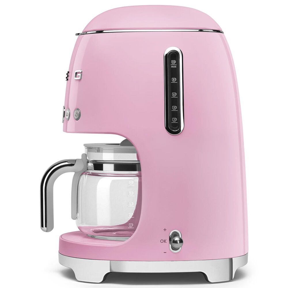 Smeg 47.34 Oz Drip Coffee Maker in Pink and Polished Chrome, , large