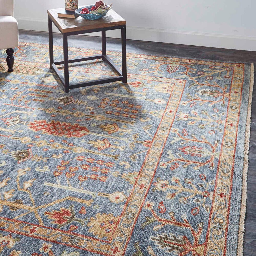 Feizy Carrington Blue and Rust 5&#39;6&quot; x 8&#39;6&quot; Area Rug, , large