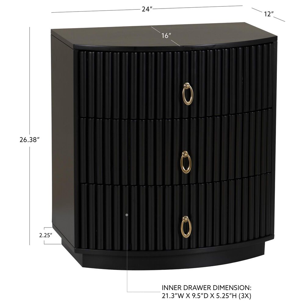 Linon Home Decor Chantel 3-Drawer Nightstand in Black, , large