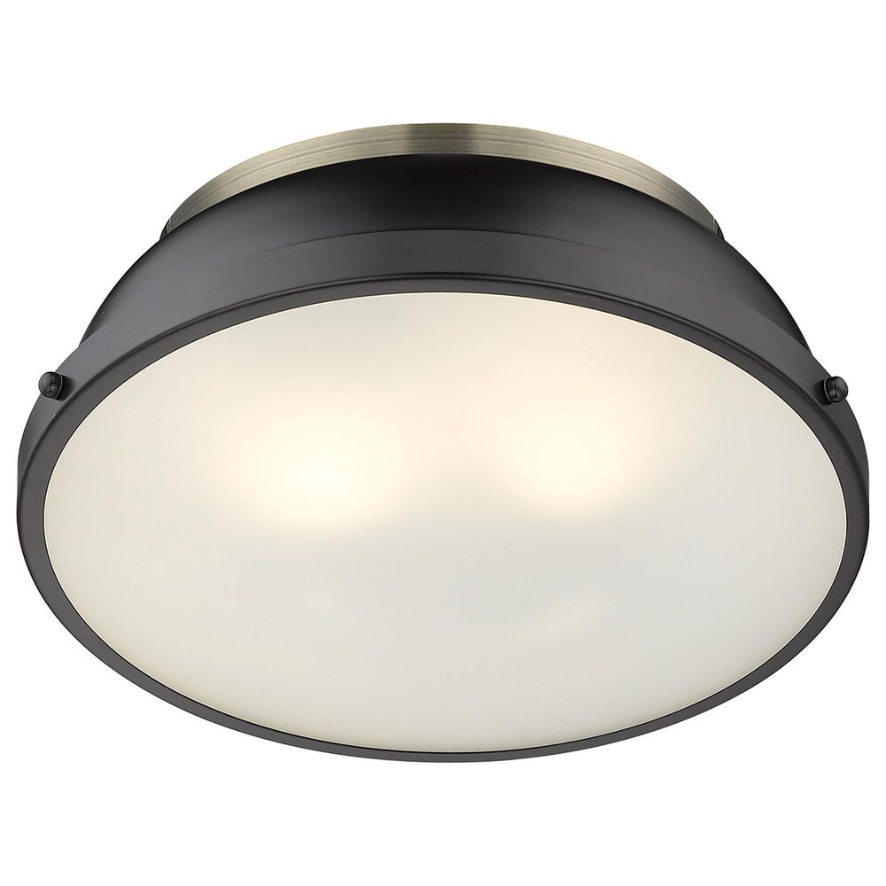 Golden Lighting Duncan 14" Flush Mount in Aged Brass and Matte Black, , large