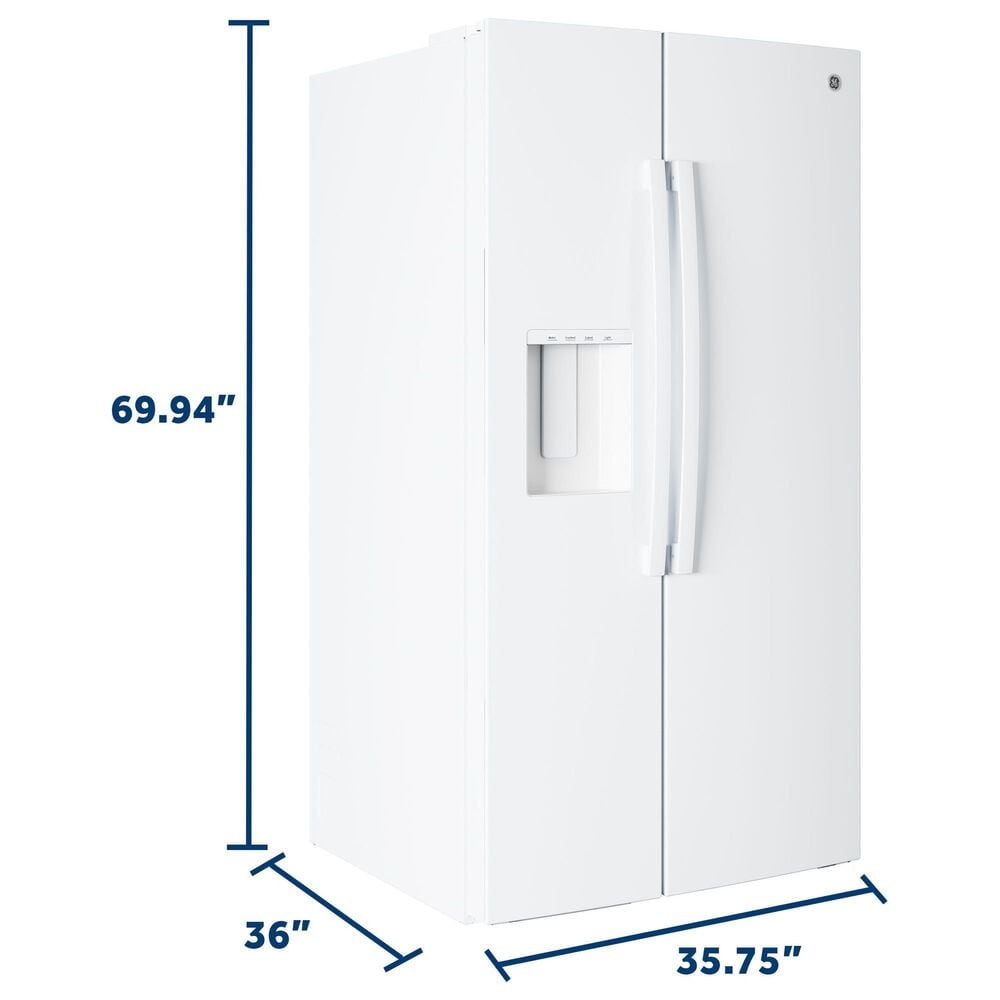 GE Appliances 28 Cu. Ft. Side-By-Side Refrigerator with Extra Tall Dispenser and In-Door Icemaker in White, , large