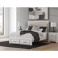 Ashley Zuraleus Queen Upholstered Storage Bed with Two Nightstands in Matte White, , large