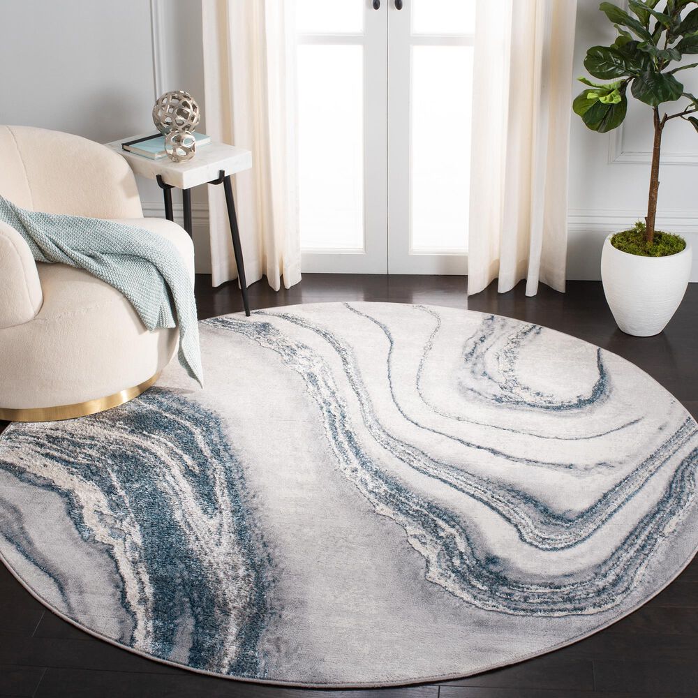 Safavieh Orchard  8&#39; Round Grey and Blue Area Rug, , large