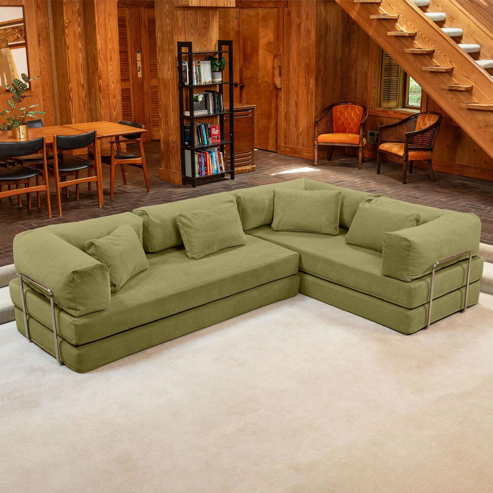 Jaxx Unsofa 2-Piece Modular Right Facing L-Shaped Sectional in Moss Green, , large