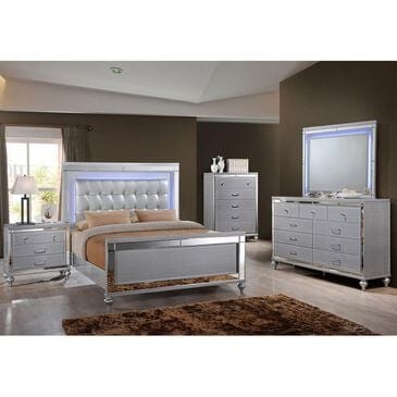 New Heritage Design Valentino 3-Drawer Nightstand in Silver, , large