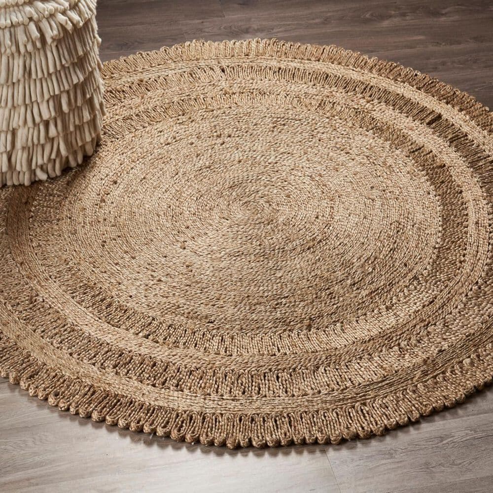 L&amp;R Resources Natural Jute  6&#39; Round Gray Area Rug, , large