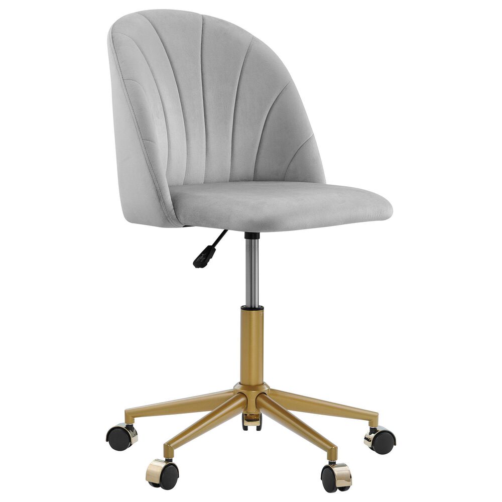 Linon Home Decor Adalynn Swivel Desk Chair with Gray Cushion in Gold, , large