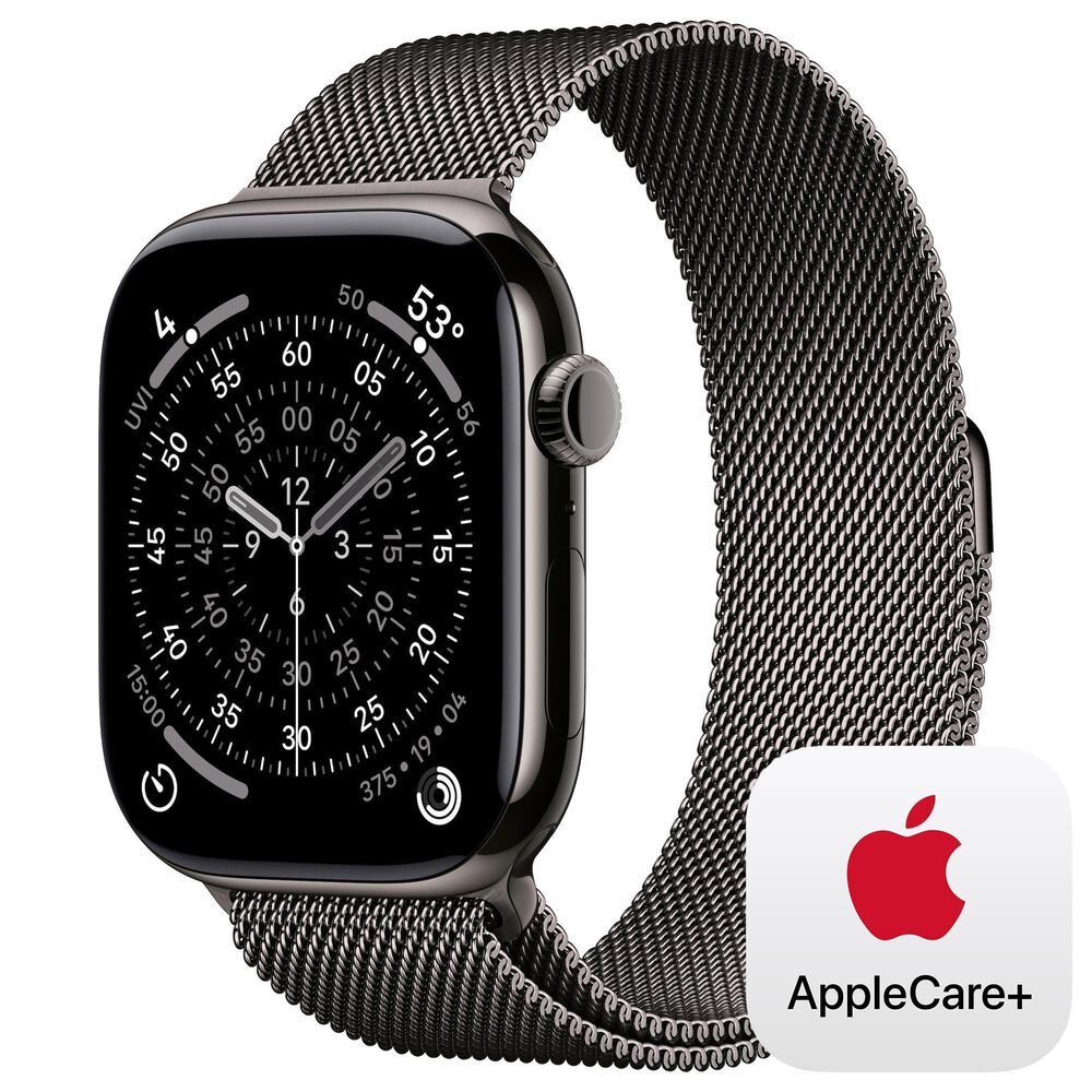 Apple Watch Series 11 (GPS+Cellular) 46mm Titanium Case with Milanese Loop - M/L in Slate and 2-Year AppleCare+, , large