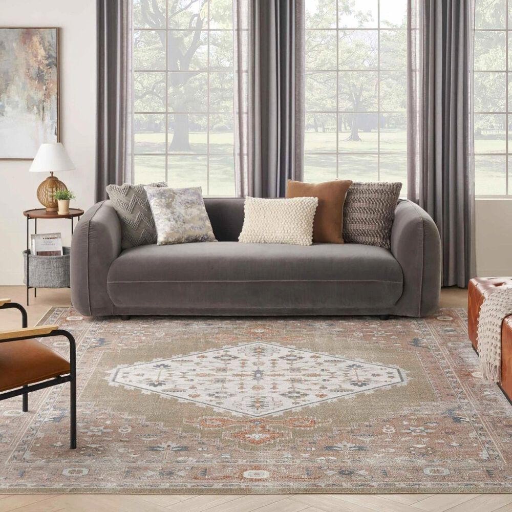 Nourison Astra Machine Washable 7&#39;10&quot; x 10&#39; Sage and Multicolor Area Rug, , large