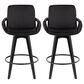 LumiSource Cosmo 26" Swivel Counter Stool with Black Upholstery in Black (Set of 2), , large