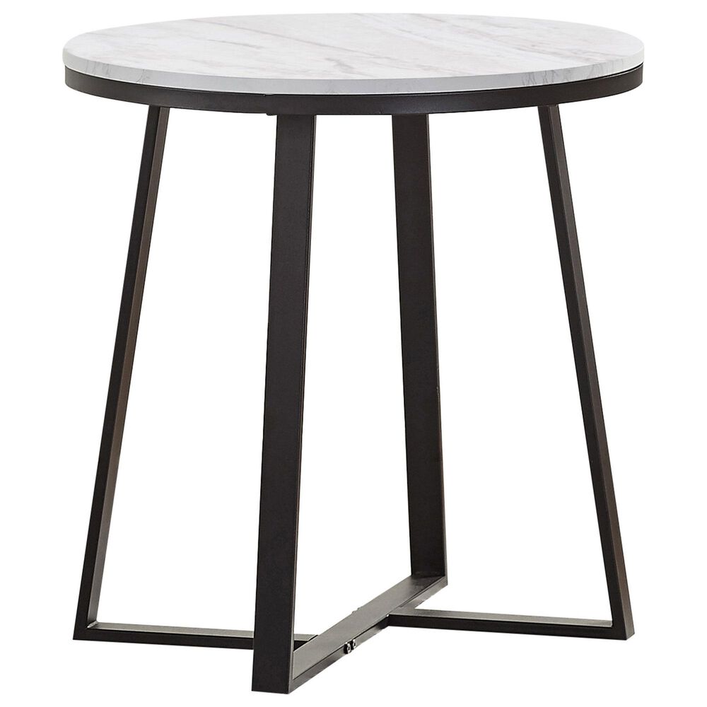 Pacific Landing Hugo Round End Table in Matte Black and White, , large