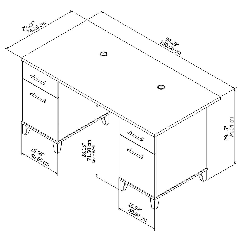 Bush Somerset 60&quot; Desk in Storm Gray, , large