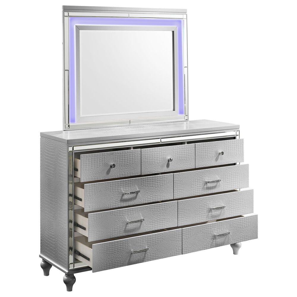 New Heritage Design Valentino Dresser Mirror in White and Silver, , large